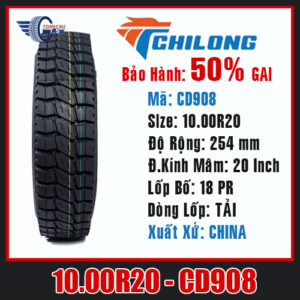 LỐP XE TẢI HIỆU CHILONG GIÁ RẺ 10.00R20, CD908, 18PR