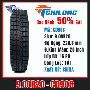 LỐP XE CHILONG CAO CẤP 9.00R20, CD908, 16PR